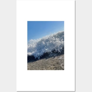 seaside home decor wave and beach lover wall art Photo of a wave for beach home on the beach on a sunny day Posters and Art